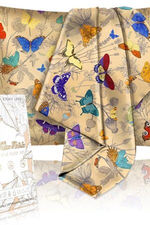 2 Pack Mulberry Silk Pillowcase for Hair and Skin - Standard Size 20 x 26 Inches with Hidden Zipper Line Butterfly 19 Momme Soft Sleeping Silk Pillow Case for Women, Moms