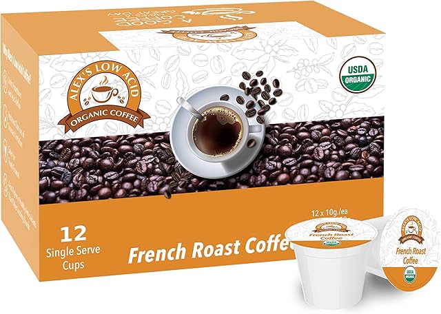 Alex's Low Acid Organic Coffee Single-Serve Pods (12-Pack) - French Roast