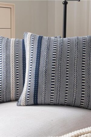 Boho Throw Pillow Covers 18x18 Inch Set of 2, Farmhouse Decorative Couch Pillow Cases, Navy Blue Accent Pillows of Bed, Sofa Bedroom Living Room Home Decor Cushion Cover