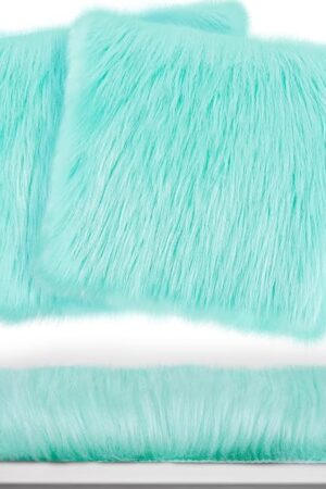 2 Pcs School Locker Rugs, 12" x 12" Mini Locker Decorations for Girls, Soft Fluffy Area Carpet with Non Skid Backing for Middle School Locker Decor Aesthetic Nail Photography (Lake Blue)