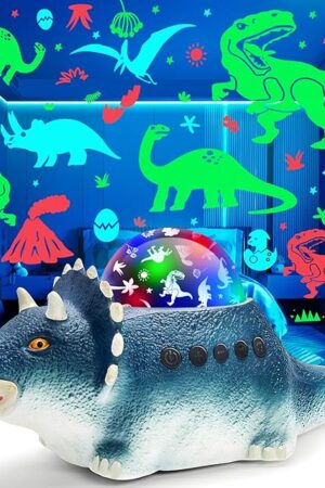 Dinosaur Night Light Projector for Kids - 8 Color Changing, 14 Sleep Sounds, 360° Rotation, Projection Lights for Bedroom, Walking Dinosaur Toys - Gift for Boys Girls 3-5,5-7 Years Old