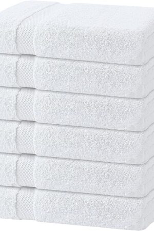 Wealuxe White Bath Towels 24x50 Inch, 6 Pack - Extra Absorbent Cotton Towel Set for Bathroom