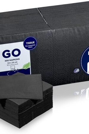 Black Beverage Napkins, 2-Ply Disposable Paper Napkins-Bar, Cocktail, Weddings, Birthday, EU Made, (300 Count)