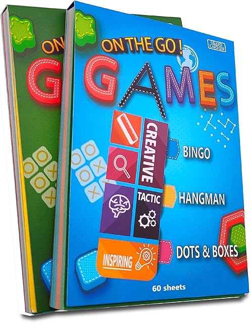 The 6 Portable Travel Game Activities Notepad On The Go Plane Trip Game 4 x 6-inches (2 Pads and 60 Sheets Each)