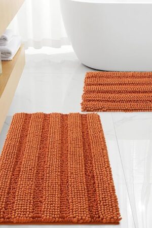 Bathroom Rug Sets Bath Mats Bath Rugs Chenille Bathroom 32"x20" 17"x24" Burnt Orange