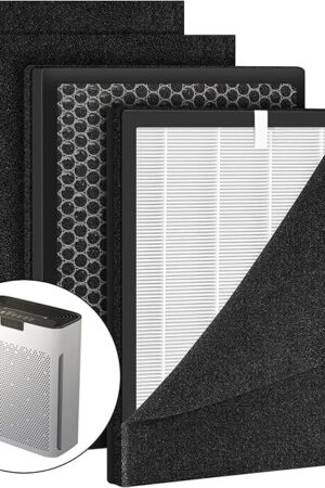 2 Pack KJ190L Replacement Filter,Compatible with MOOKA KJ190L Pet Air Purifier,Suitable for Large Room with 2000 Ft², 2 Replacement Filter & 4 Washable Pre-Filters for Pet-raising family