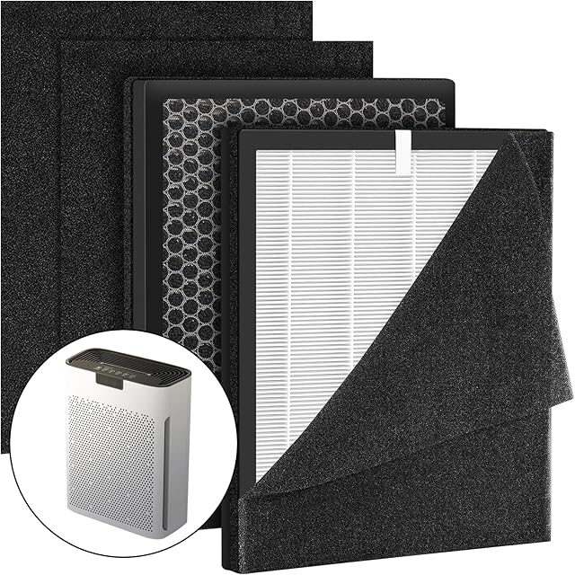 2 Pack KJ190L Replacement Filter,Compatible with MOOKA KJ190L Pet Air Purifier,Suitable for Large Room with 2000 Ft², 2 Replacement Filter & 4 Washable Pre-Filters for Pet-raising family