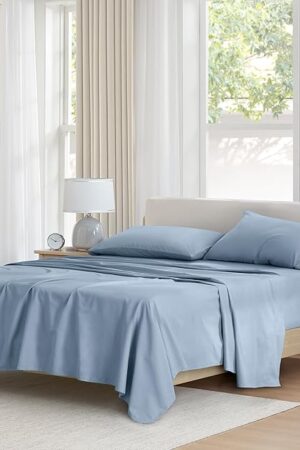 Comfort Spaces 100% Cotton Sheet Set Twin Blue 3 Piece