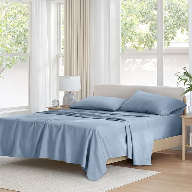 Comfort Spaces 100% Cotton Sheet Set Twin Blue 3 Piece