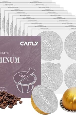 Aluminum Foils Lids Seals-Reuse Capsules Coffee Pods 120Pcs 62mm, Compatible with Nespresso Vertuoline Vertuo, Reuse Coffee Refillable Pods Cover Seals
