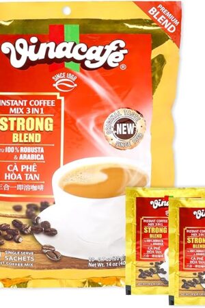 Vinacafe 20 cts 3 in 1 Vietnamese Instant Coffee Gold Red Strong Rich Blend, 20 Sachets (Single)