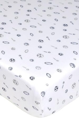 American Baby Company Fitted Crib Sheet 28" x 52" 100% Cotton Jersey Sheet Navy/Gray Sports
