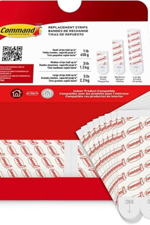 Command Damage Free Hanging Strips for Large Wall Hooks, Removable Adhesive, No Tools, 20 White Strips