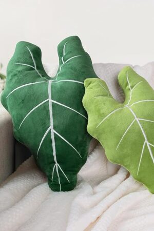 AELS Set of 2 3D Leaves Decorative Throw Pillows, 19"& 15" Philodendron Gloriosum Plush Pillow Set for Plant Lovers Garden Lovers, Living Room Bedroom Nursery Decor, Light Green & Dark Green