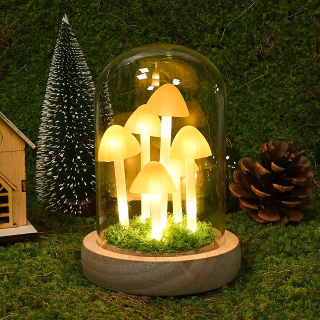 QUELIEN Mushroom Lamp Mushroom with LED Light Yellow