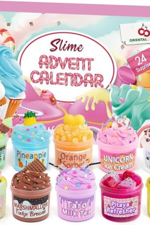 Advent Calendar 2025 - Christmas Countdown Calendar - 24 Days of Surprises with DIY Slime Craft Kit - Funny Christmas Gifts Toy for Kids Toddlers Girls Tweens