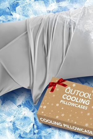 Cooling Pillow Cases for Hot Sleepers and Night Sweats, Ice Cool Pillowcases Queen Size Set of 2 for Hair Skin Soft and Silky Luxury Cover with Envelope Closure, Dorm Essentials for Deco,Gray 20"x30"