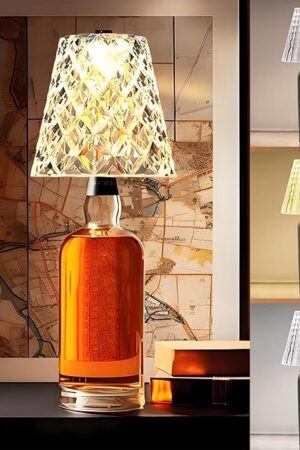 Crystal Clear Bottle Light, Table lamp, Rechargeable LED Wine Lamp, Acrylic Lampshade, 2000mAh, 3 Colors, Bottle Lamp
