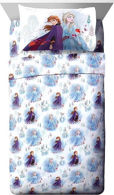 Jay Franco Kids Sheet Set with Fitted, Flat Sheets & Pillow Cover - Ultra-Soft Bedding with Pillowcase for Room Decor, Multi - Frozen, 4 Piece Full