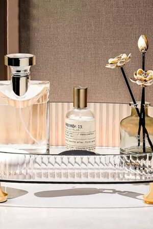 Vanity Tray Perfume Organizer – Acrylic Bathroom Tray,Countertop Storage Decor Trays for Dresser,Makeup Skincare Cosmetic Organization (Clear)