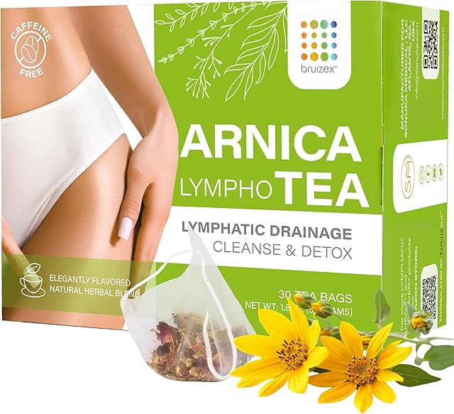 Bruizex Arnica Tea for Bruising & Swelling, 30 Bags, Post Surgery | Blend For Lymphatic Drainage | Recovery after Liposuction | With Ginger