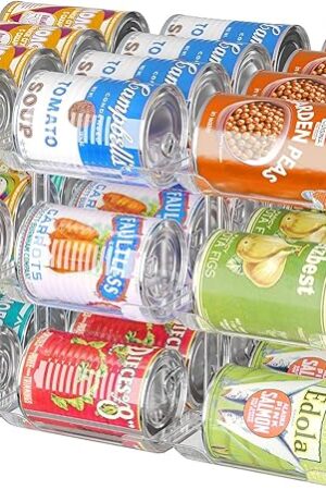 Can Organizer for Pantry, 3 Sets 3 Tiers Can Storage Organizer Pantry,Soda Can Organizer for Fridge 36 Cans Rack Automatic Rolling Stackable Canned Food Organizer,Clear