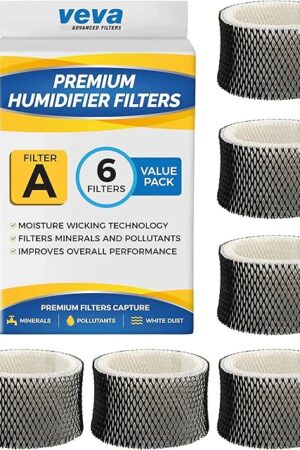 VEVA 6 Pack Premium Humidifier Filters Replacement for Holmes Filter A, HWF62, HWF62S, and Other Sunbeam Cool Mist Humidifiers