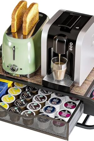 Coffee Pod K Cups Holder Organizer with Drawer On Counter For Coffee Station Bar Storage Desk Oganization