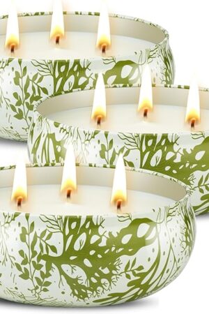 3 x 12oz Citronella Candle Outdoor 3 Wick Soy Wax Citronella Candle Set Jar Candle Up to 240hrs Burning Outdoor Candles Home Garden Yard Balcony Summer Camping