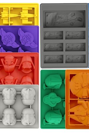 8-Piece Sci-fi Silicone Molds Set - Food-Grade Ice Cube Trays for Space-Themed Drinks, Candy, Chocolate, Jello | Sturdy, Non-Stick, Reusable, Dishwasher-Safe, Resistant to Hot and Cold Temperatures