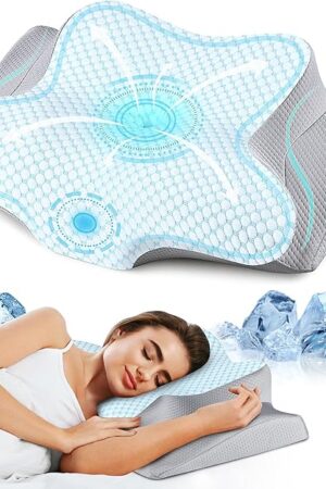 Cervical Neck Pillow - Ergonomic Side Sleeper Pillow for Pain Relief, Cooling Cervical Pillow for Sleeping, Contour Orthopedic Memory Foam Pillows for Back Stomach Sleepers