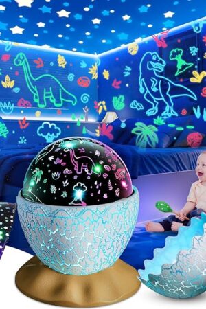Dinosaur Egg Night Light Toys 2-in-1 Dino & Star Projector for Kids 3-5 6 7 8 9 10 Year Old Boy Girls Nights Lights Lamp Boys Birthday Gifts for Kid Age 3-12