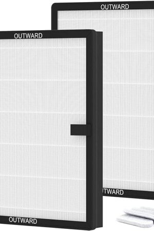 2 Packs E-200 H13 True HEPA Replacement Filter Compatible with LUNINO E-200 Air Cleaner Purifier for Home Large Room up to 1740sq.ft with Extra 4 pcs Aroma Pads