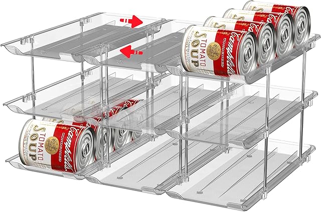 Can Storage Organizer Pantry and Canned Food Holders for Soup Can Goods Dispenser with Rack Clear 9-Pack