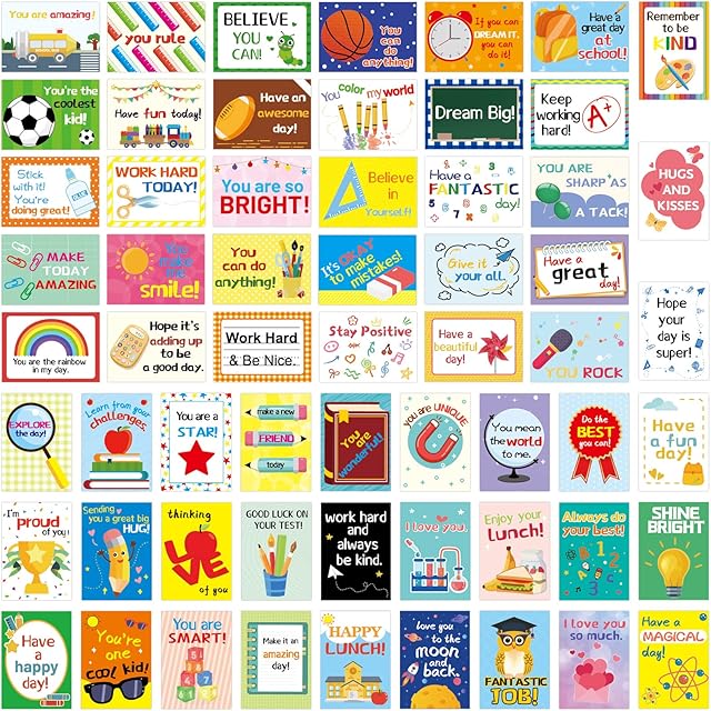 ceiba tree Lunch Box Notes for Kids 60 Pcs Positive Affirmation Love Note Cards for Boys and Girls School Lunchbox