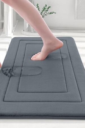 Arotive Memory Foam Bathroom Rug Mat 30x20, Ultra Soft and Absorbent Bath Mat, Machine Wash Dry, Comfortable Bath Rug Carpet for Bathroom Floor, Tub and Shower, Dark Grey
