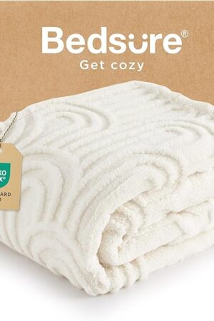 Bedsure Fleece Throw Blanket White 50x60 Inches