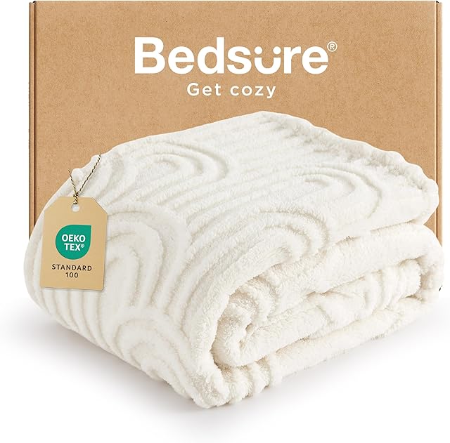Bedsure Fleece Throw Blanket White 50x60 Inches