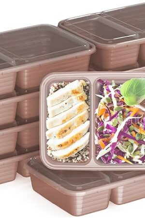 Bentgo 20-Piece Lightweight, Durable, Reusable BPA-Free 2-Compartment Containers - Microwave, Freezer, Dishwasher Safe - Rose Gold