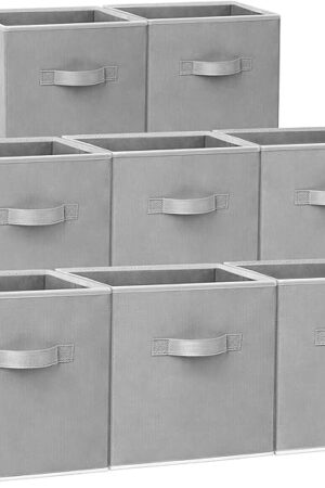 Criusia Storage Cubes - 11 Inch Heavy Duty Fabric Storage Bins for Shelves Closet, Cube Organizer - 8 Pack Collapsible Cube Storage Bins Baskets for Organizing Clothes Blankets Toys (Grey)