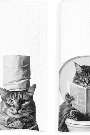 Cat Bathroom Hand Towels Set of 2, Cat Hand Towels for Bathroom, Cat Towels for Cat Lovers, Cat Bathroom Decor, Cat Lover Gifts for Women, Cat Mom Gifts, Cat Lady Gifts for Women, 16x24 Inch
