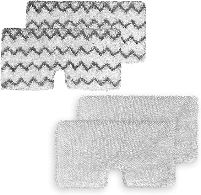 4 Packs Replacement Steam Mop Pads with Scrub Strips for Shark Steam Pocket Mop S3500 S3501 S3601 S3550 S3901 S3801 Washabl Microfiber Cleaning Steamer Pads
