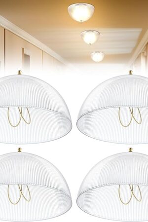 4 Pack Clip On Lamp Shade, Light Cover for A Type Bulb, 8" DIA x 4 1/4" Height Lamp Cover for Deco Exposed Bare Bulb Fixture, Acrylic Dome Clip on Standard Shades for Home Bathroom Office
