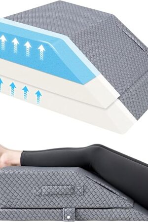 2 Height Adjustable Wedge Leg Pillow for Elevation, Memory Foam Leg Elevation Pillows for Swelling with 3 Handles and Washable Cover