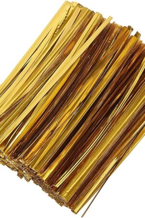 800pcs 4" Metallic Twist Ties(Gold) for Bakery, Candy Bags, Coffee Bags, Goodie Bags