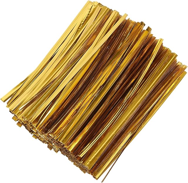 800pcs 4" Metallic Twist Ties(Gold) for Bakery, Candy Bags, Coffee Bags, Goodie Bags