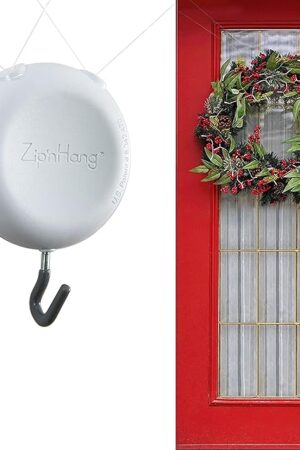 Wreath Hangers for Front Door (White - 1 Pack) - Damage Free Hanging - ZIPNHANG: Adjustable Door Hanger. Christmas Wreath & Decor Hanger for Front Door. Hooks for Hanging on Glass Doors, Screen Doors