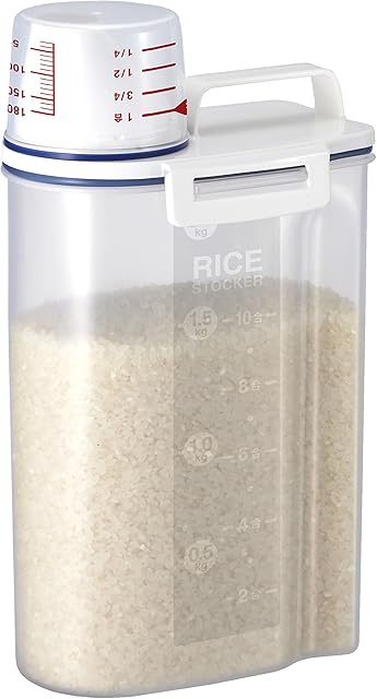 Asvel 7509 Rice Container Bin with Pour Spout Plastic Clear 2KG