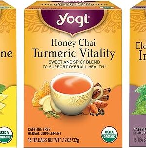 Yogi Tea Immune Support Variety Pack - 3 Packs (16 Bags per Pack) | Sweet Lemon Everyday | Honey Chai Turmeric | Immunity Support Set