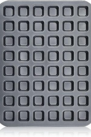 1 Pcs Mini Brownie Bites Baking Pan 48 Cavity Mini Square Muffin Pan Small Baking Pans Nonstick with Dividers Heavy Duty Carbon Steel Cupcake Tool for Cheesecake Cake Birthday Wedding Party